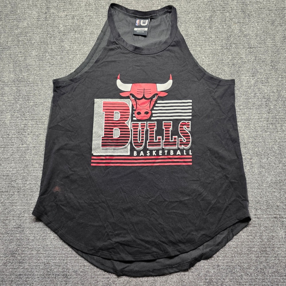 NBA Chicago Bulls Sleeveless Graphic Tank Top Mesh Back Black XL